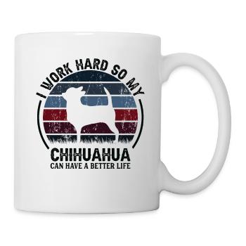 Arbeit Hart Arbeiten - Retro Chihuahua - Tasse - Weiß - Rechts