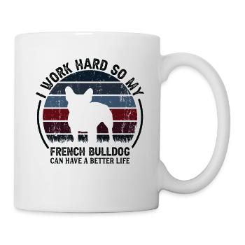 Work Hard - Retro French Bulldog - Mug - white - Right