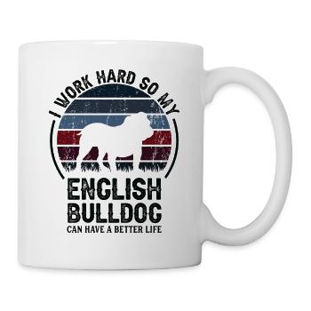 Work Hard - Retro English Bulldog - Mug - white - Right