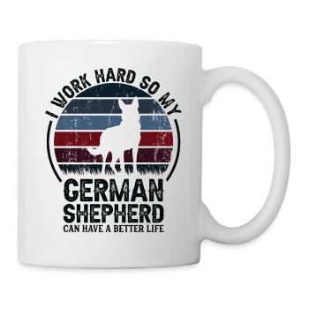 Travailler dur - Retro German Shepherd - Mug blanc - blanc - Droite