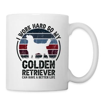 Travaillez dur - Retro Golden Retriever - Mug blanc - blanc - Droite
