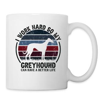 Hard work - Retro Greyhound - Mug - white - Right