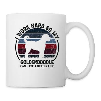 Work Hard Work - Retro Goldendoodle - Mug - white - Right