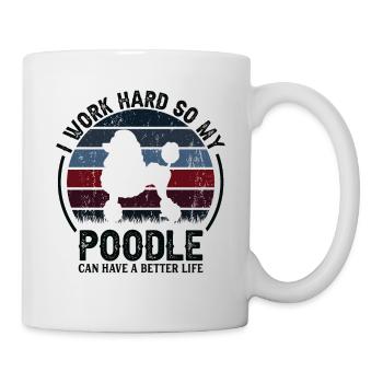 Travaillez dur - Retro Poodle - Mug blanc - blanc - Droite