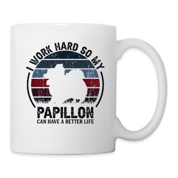 Work Hard - Retro Papillon - Mug - white - Right