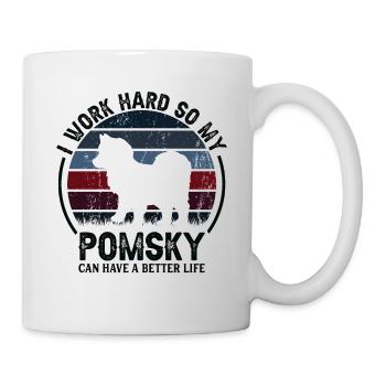 Travaillez dur - Retro Pomsky - Mug blanc - blanc - Droite