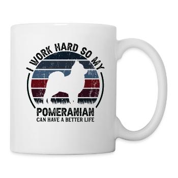 Arbeit Hart Arbeiten - Retro Pommerianer - Tasse - Weiß - Rechts