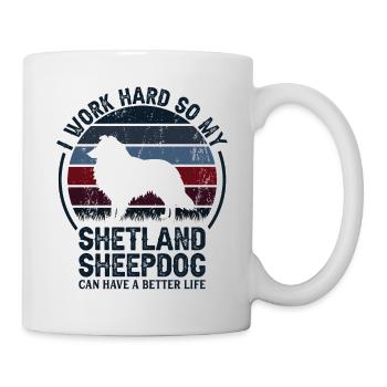 Travaillez dur - Retro Shetland Sheepdog - Mug blanc - blanc - Droite