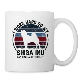 Travaillez dur - Retro Shiba Inu - Mug blanc - blanc - Droite