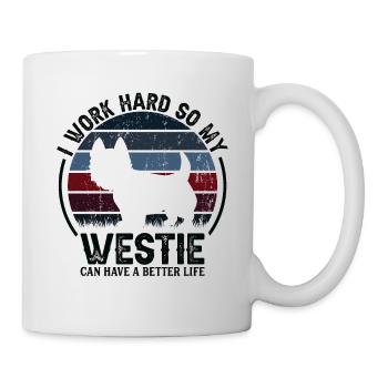 Work Hard - Retro Westie - Mug - white - Right