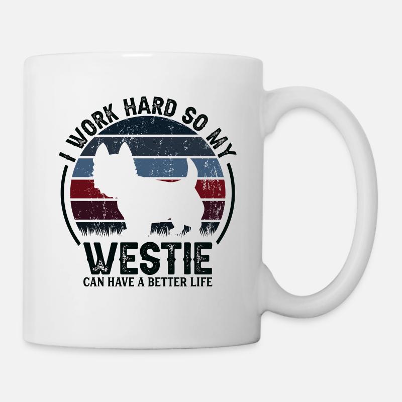 Travaillez dur - Retro Westie - Mug blanc - blanc