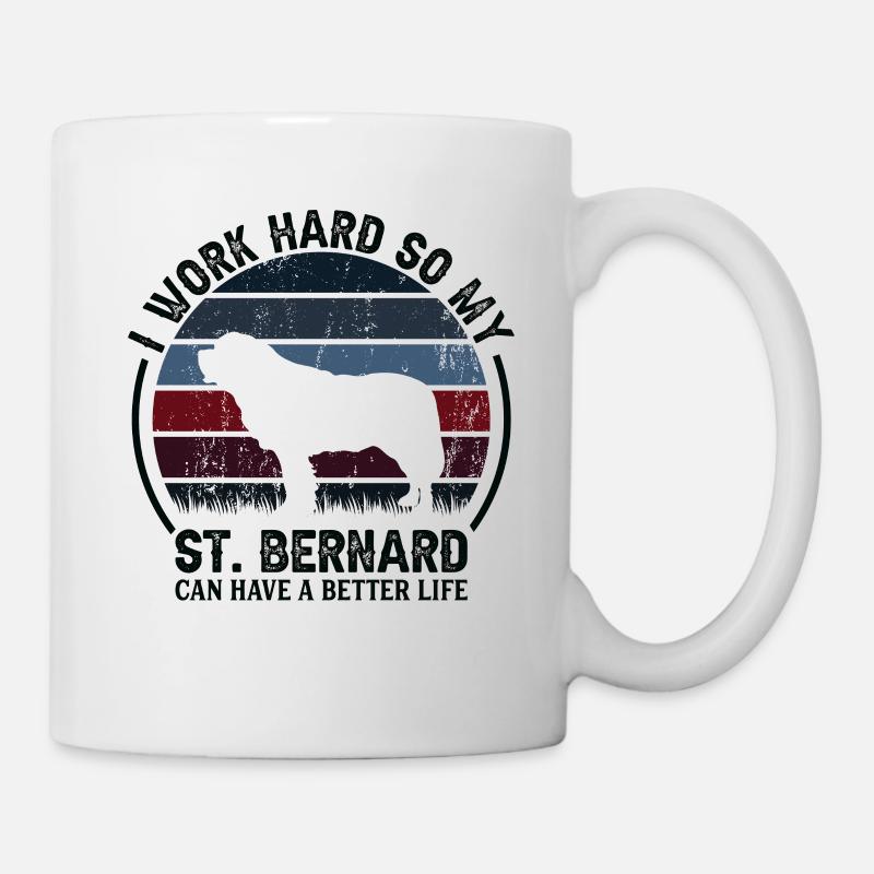 Travailler dur - Retro St. Bernard - Mug blanc - blanc