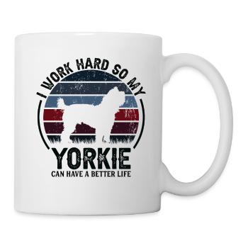 Arbeit Hart - Retro Yorkie - Tasse - Weiß - Rechts
