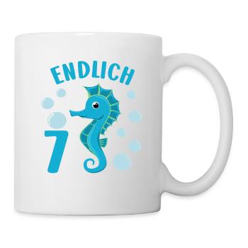 Motif d’anniversaire d’hippocampe 7 ans garçons - Mug blanc - blanc - Droite