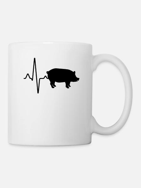 Schwein Herzschlag - Tasse - Weiß