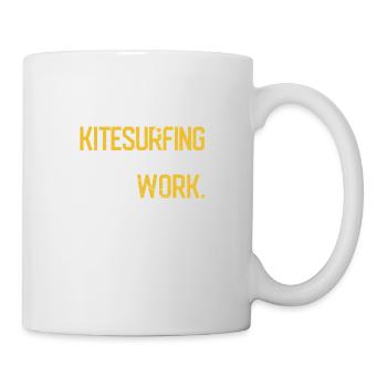Born to kitesurf and forced to work - Mug - white - Right