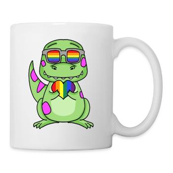 LGBT Animal Dinosaur Rainbow Heart - Mug - white - Right