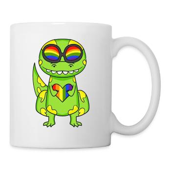 LGBT Tier Dinosaurier Regenbogen Herz - Tasse - Weiß - Rechts