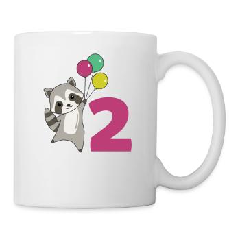 Waschbär zweiter Geburtstag Luftballons für Kinder - Tasse - Weiß - Rechts