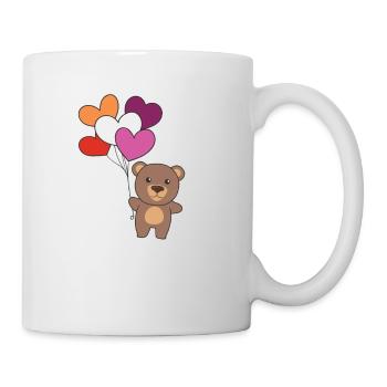 Lesbian Flag Balloon Heart Pride LGBTQ Bear - Mug - white - Right