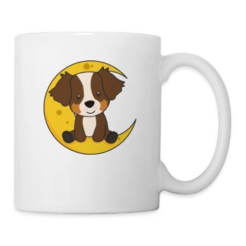 Mond Australian Shepherd süße Tiere für die Nacht - Tasse - Weiß - Rechts
