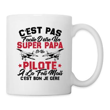 Un Super Papa Et Un Pilote - Mug blanc - blanc - Droite