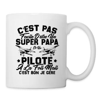 Un Super Papa Et Un Pilote - Mug blanc - blanc - Droite