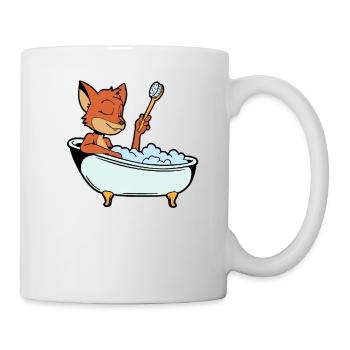 Fuchs nimmt Bad in der Badewanne - Tasse - Weiß - Rechts