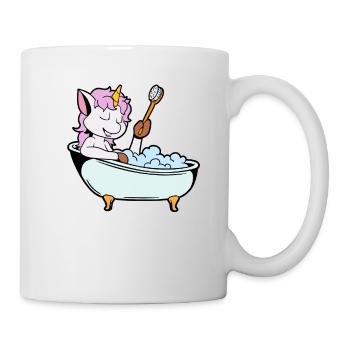Einhorn nimmt Bad in der Badewanne - Tasse - Weiß - Rechts