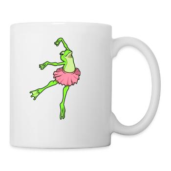 Comic Frosch tanzt Ballett - Ballerina - Tasse - Weiß - Rechts