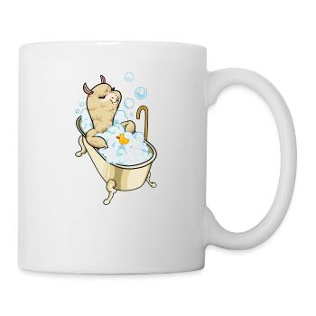 Lama nimmt Bad in der Badewanne - Tasse - Weiß - Rechts