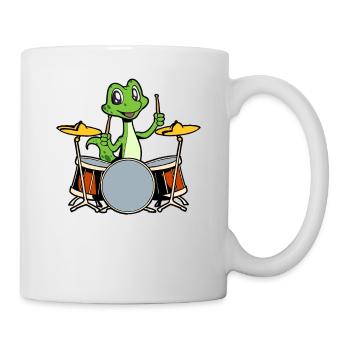 Comic Gecko Drummer - Mug - white - Right