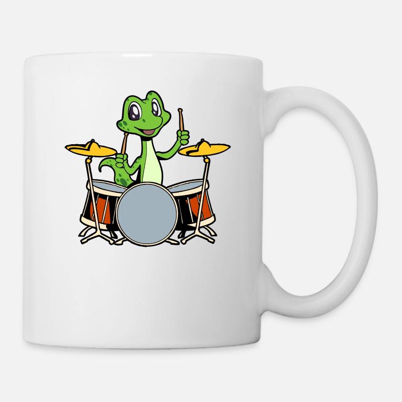 Comic Gecko Schlagzeuger - Tasse - Weiß