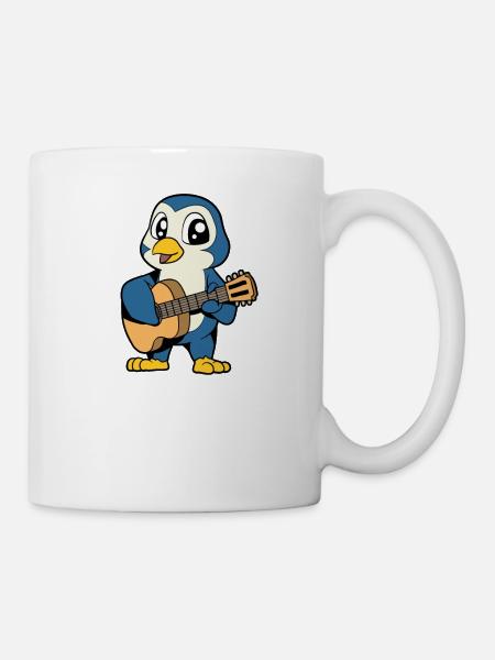 Comic Penguin joue de la guitare - Mug blanc - blanc