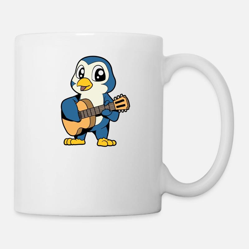 Comic Penguin joue de la guitare - Mug blanc - blanc