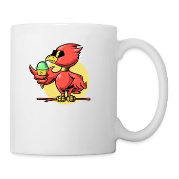 Cooler Vogel isst Eiswaffel - Tasse - Weiß - Rechts