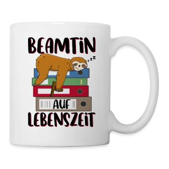 Beamtin auf Lebenszeit Beamten Spruch Faultier - Tasse - Weiß - Rechts