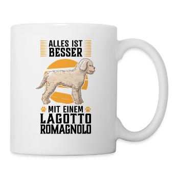 Alles ist besser mit Lagotto Romagnolo Wasserhund - Tasse - Weiß - Rechts