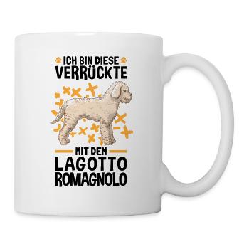 Verrückte mit dem Lagotto Romagnolo Wasserhund - Tasse - Weiß - Rechts