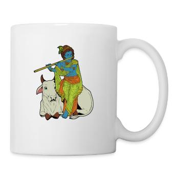 Hindu God - the blue flute player Krishna - Mug - white - Right