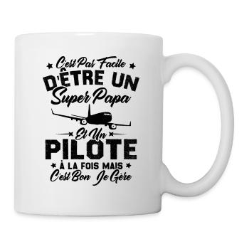 Un Super Papa Et Un Pilote - Mug blanc - blanc - Droite