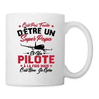 Un Super Papa Et Un Pilote - Mug blanc - blanc - Droite