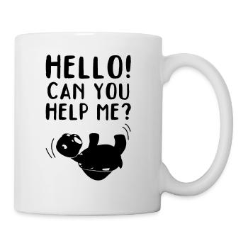 Bonjour! Est-ce que vous pouvez m’aider? Drôle de tortue - Mug blanc - blanc - Droite