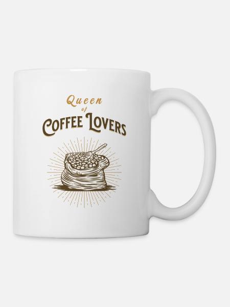 Queen of Coffee Lovers Retro Vintage Coffee Beans - Mug - white