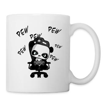 PEW PEW funny cute gaming panda, nerd, gambling - Mug - white - Right