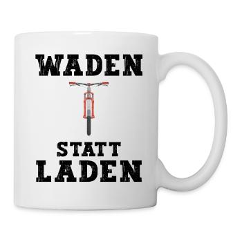 Waden statt Laden - Anti Ebike Mountainbiken - Tasse - Weiß - Rechts