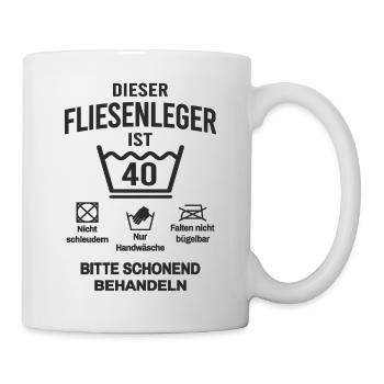 40. Geburtstag Fliesenleger Lustig 40 Jahre - Tasse - Weiß - Rechts