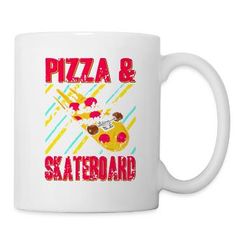Vintage Pizza & Skateboard 100% Satisfaction - Tasse - Weiß - Rechts