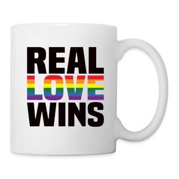 Real Love Wins LGBTQ Rainbow Gay Pride - Mug - white - Right