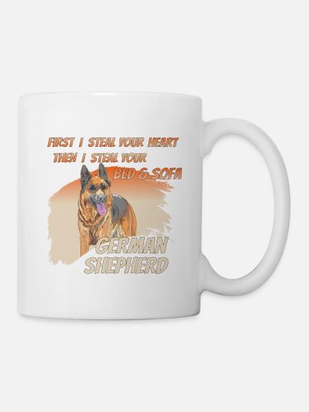 They steal your Heart , Bed & Sofa German Shepherd - Kop/krus - hvid